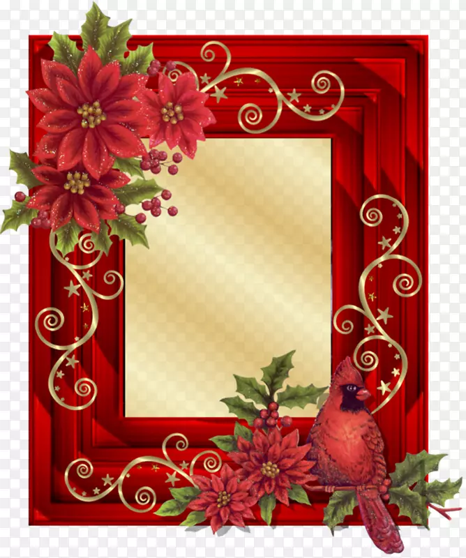 相框边框制作圣诞一品红-psd