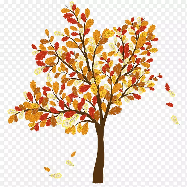 秋季树木剪贴画.水彩画