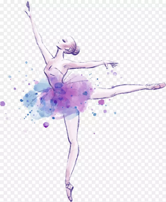 芭蕾舞演员画水彩画-芭蕾