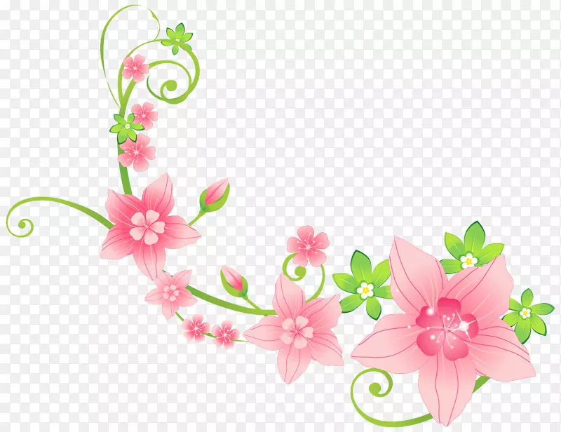 粉红花卉设计剪贴画-花卉