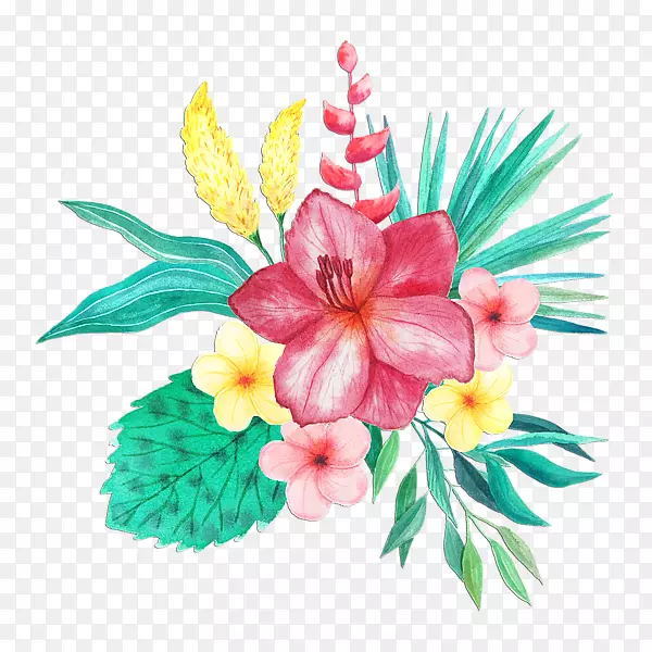 水彩画花卉-热带