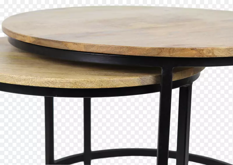 咖啡桌、木头、铁、钢.老式框架