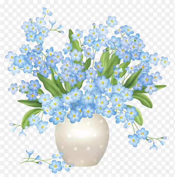 花束花瓶设计剪贴画蓝花