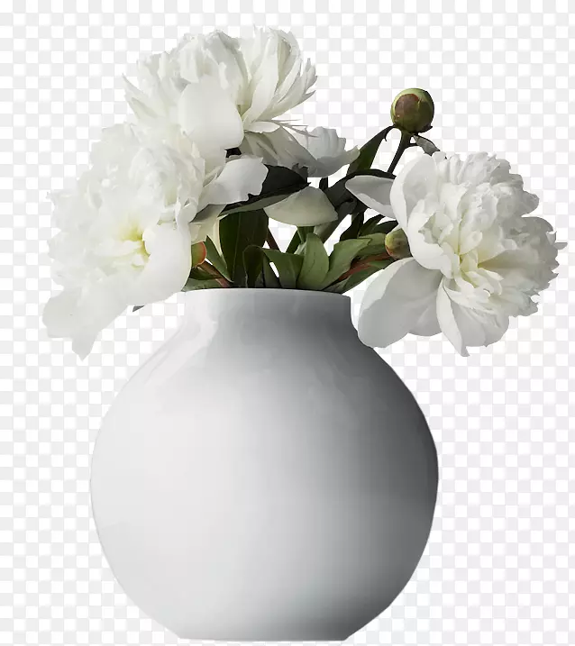 花瓶粉红花剪贴画-白花