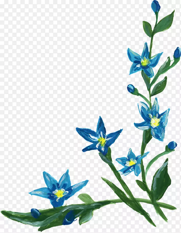 花卉剪贴画-蓝色花边