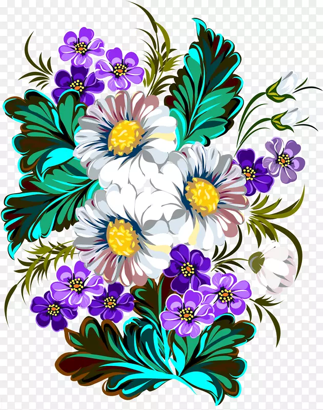 花卉设计水彩画-菊花