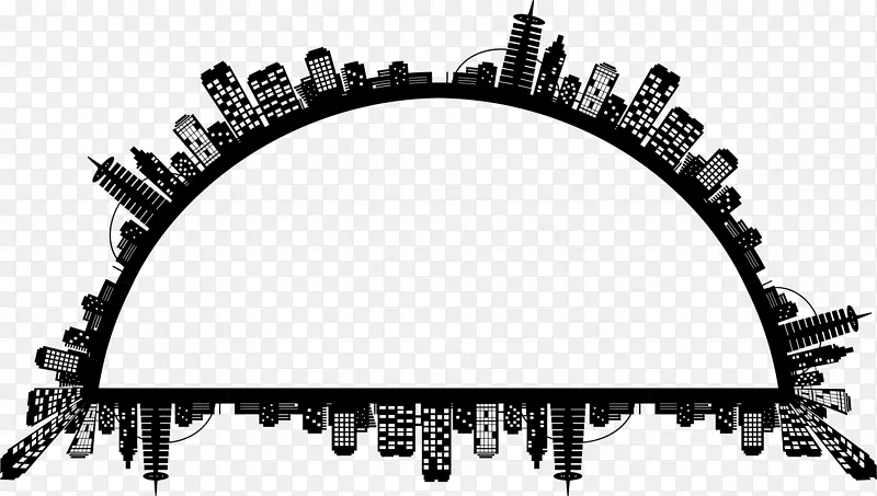 城市：天际线半圆剪贴画-城市