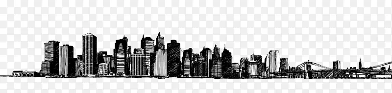 画山水画天际线城市-城市