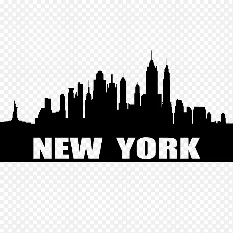 纽约市天际线轮廓画-城市景观