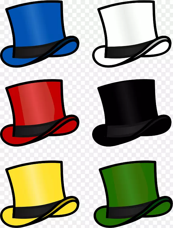 六顶思维帽，大礼帽，创意夹，艺术帽，大礼帽