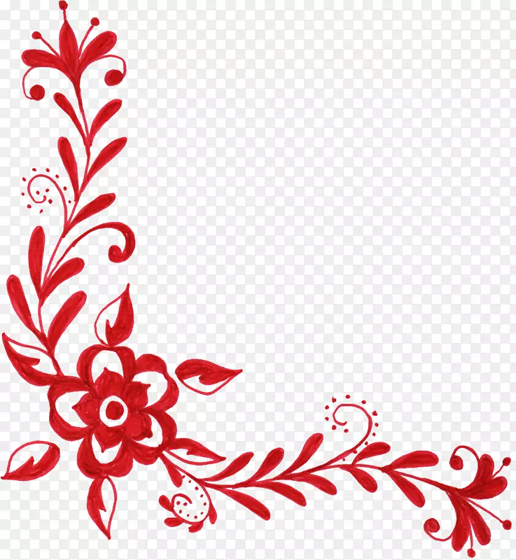 红色装饰剪贴画-红花