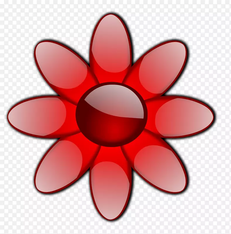 红色剪贴画-红花