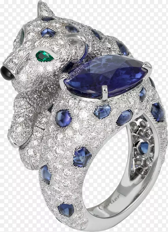 卡地亚珠宝蓝宝石戒指钻石女包