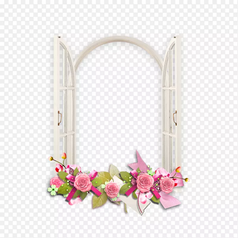 窗框剪贴画.粉红色花边