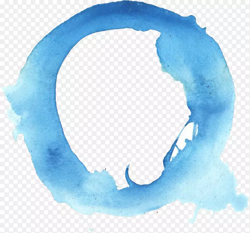 蓝色水彩画圆圈-蓝色水彩