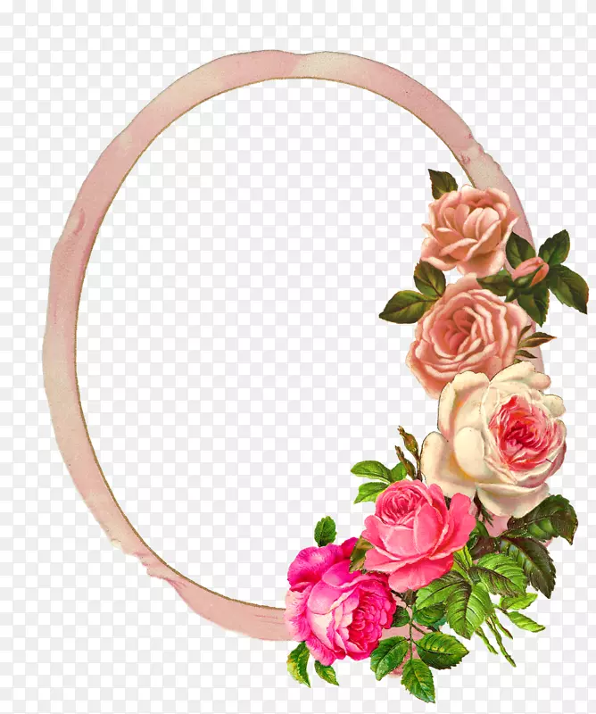 相框纸玫瑰花粉红色花边
