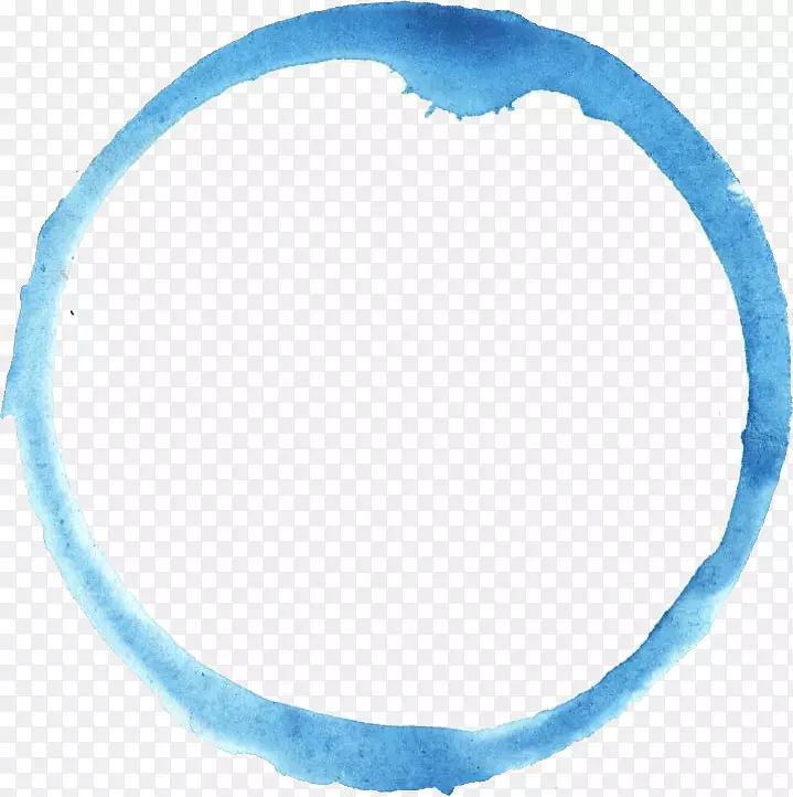圆形蓝色水彩画-蓝色水彩画