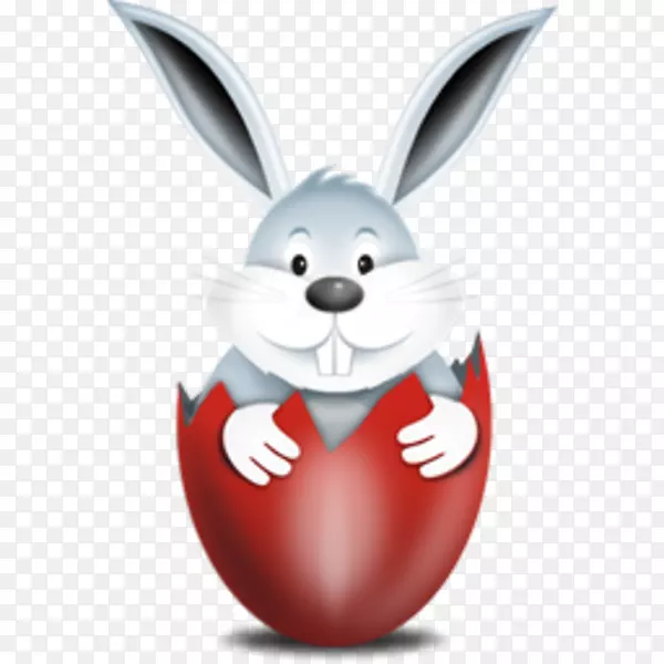 复活节兔子红色彩蛋电脑图标-复活节兔子