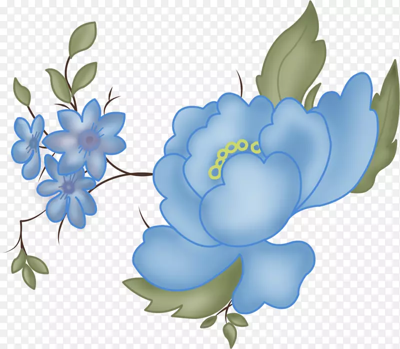 花卉剪贴画-蓝色花