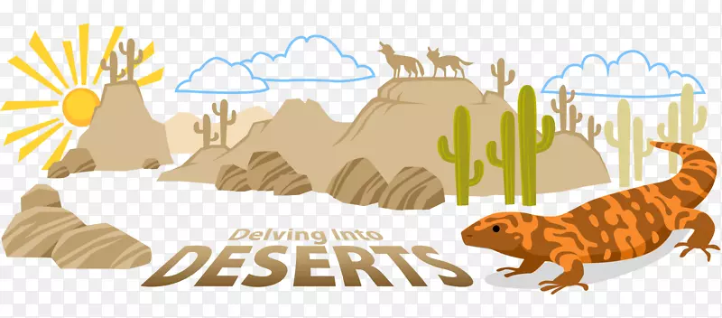 生物群落沙漠生物食物网剪贴画-沙漠