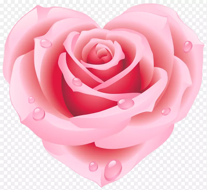玫瑰粉红色心脏夹艺术-粉红色玫瑰