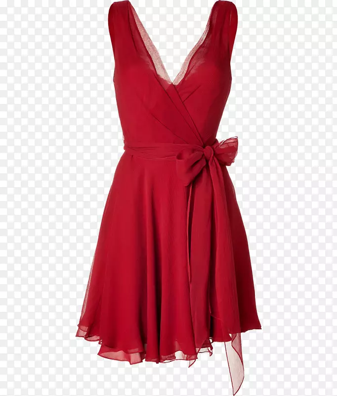 拉尔夫劳伦公司雪纺丝绸红色连衣裙