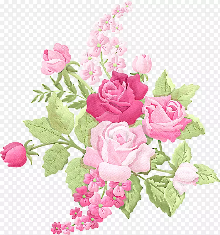 花束玫瑰剪贴画-粉彩花