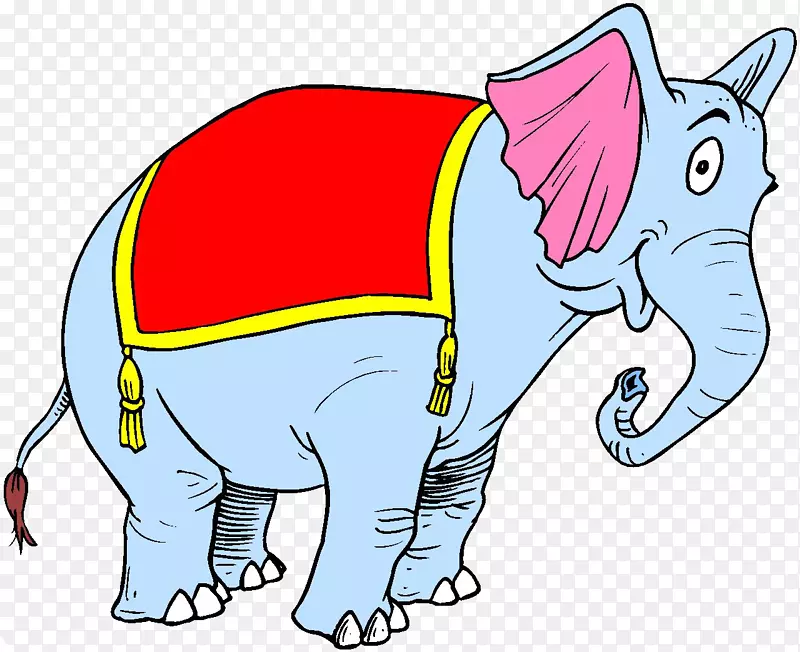 马戏团大象着色书剪贴画-大象