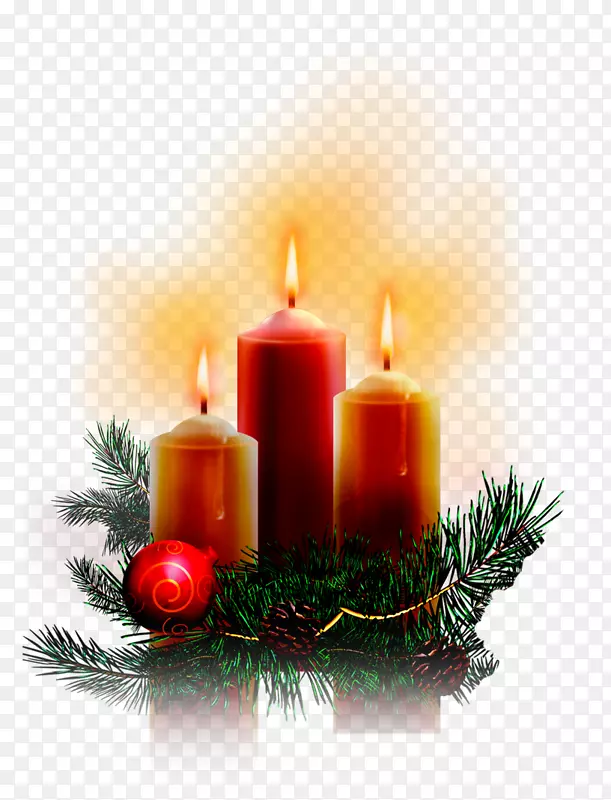 圣诞树蜡烛剪贴画-蜡烛