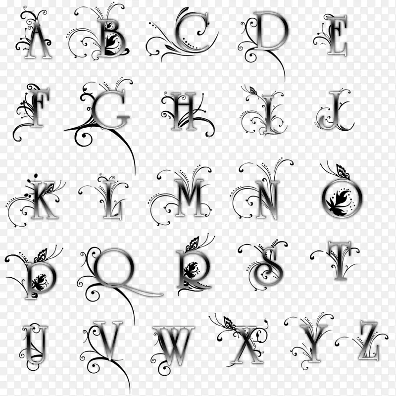 涂鸦纹身字母表字体加布里埃拉王尔德