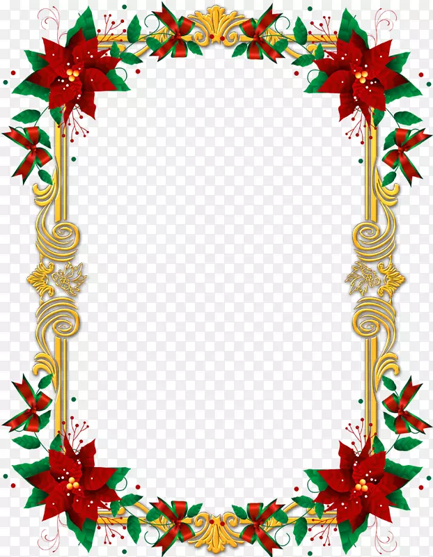 边框和边框一品红相框圣诞剪辑艺术.花环框架