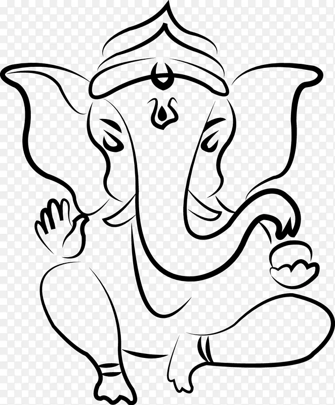 Ganesha Parvati绘制神性素描-甘尼萨