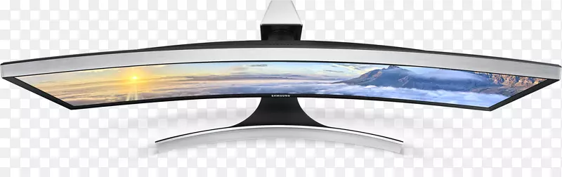 电脑显示器电视机三星智能电视曲屏床顶视图