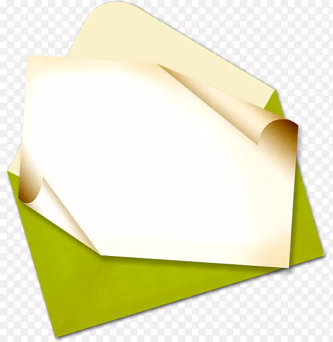 纸绿色黄色信封长方形-绿色花朵