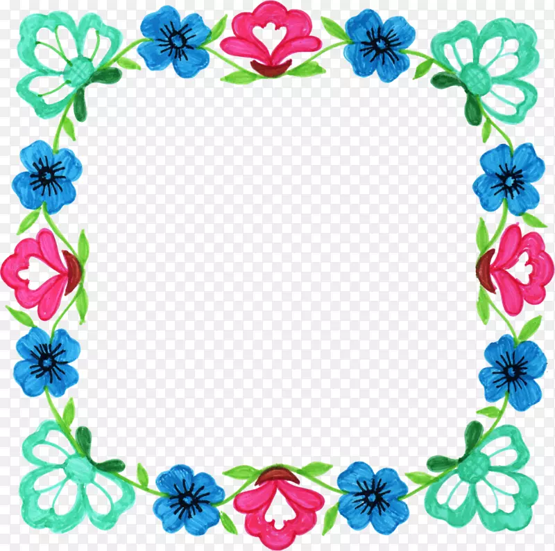 花卉画框，花卉设计，方形剪贴画.花角