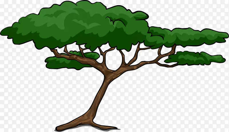 非洲树木瓦特刺槐剪贴画-卡通树