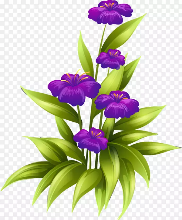 花紫剪贴画-绿花