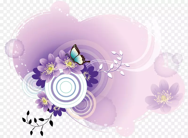 蝴蝶水彩画桌面壁纸.抽象花