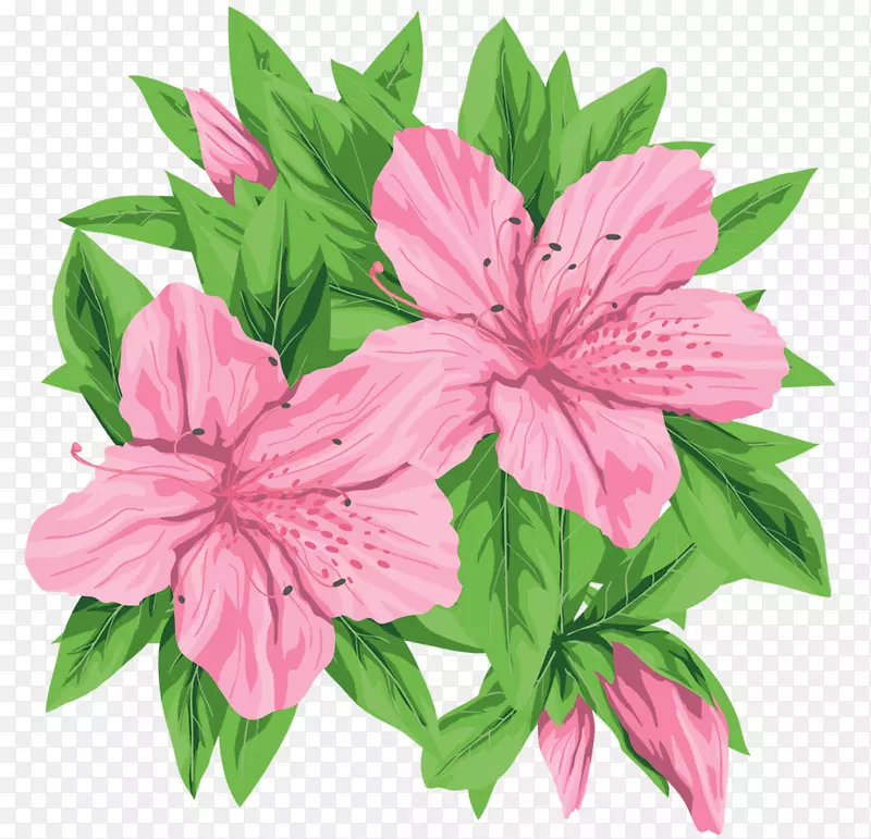 粉红花桌面壁纸夹艺术绿花