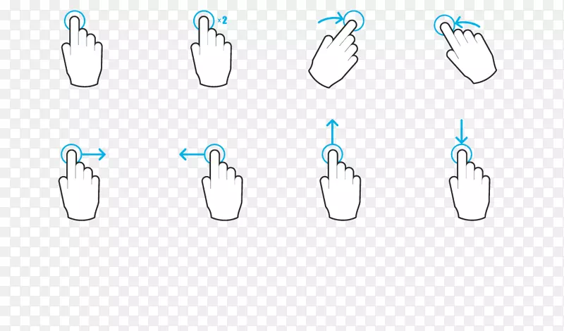 滑动图标，手势，电脑图标，手指，手。