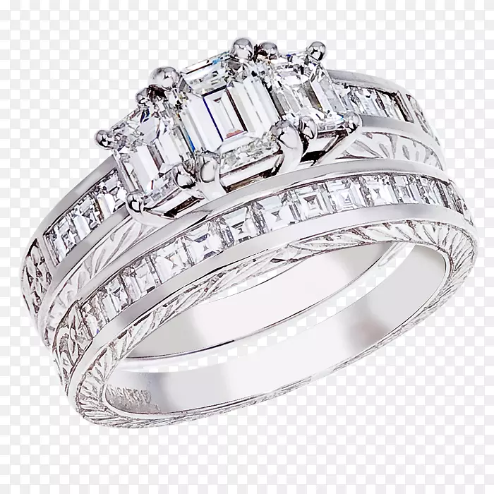 结婚戒指珠宝白金钻石-翡翠