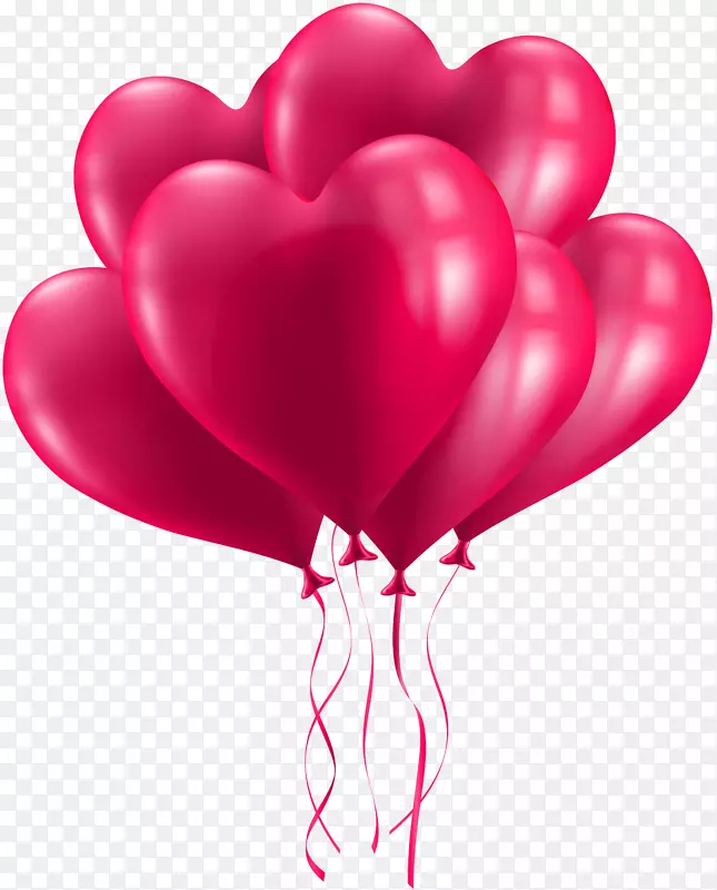 气球心贺卡和纸夹艺术.粉红色气球