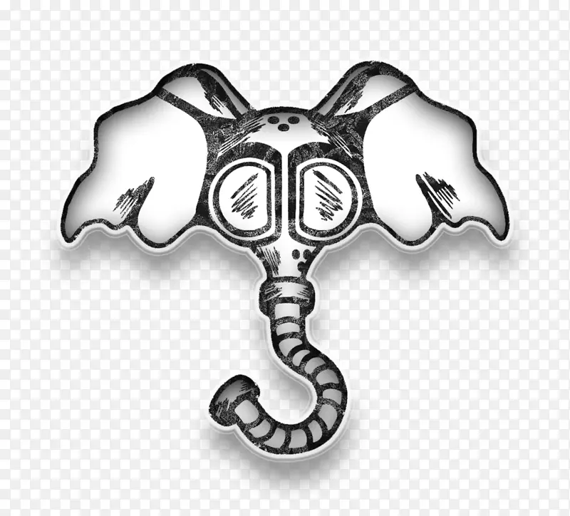 骨画白体珠宝动物-大象母题