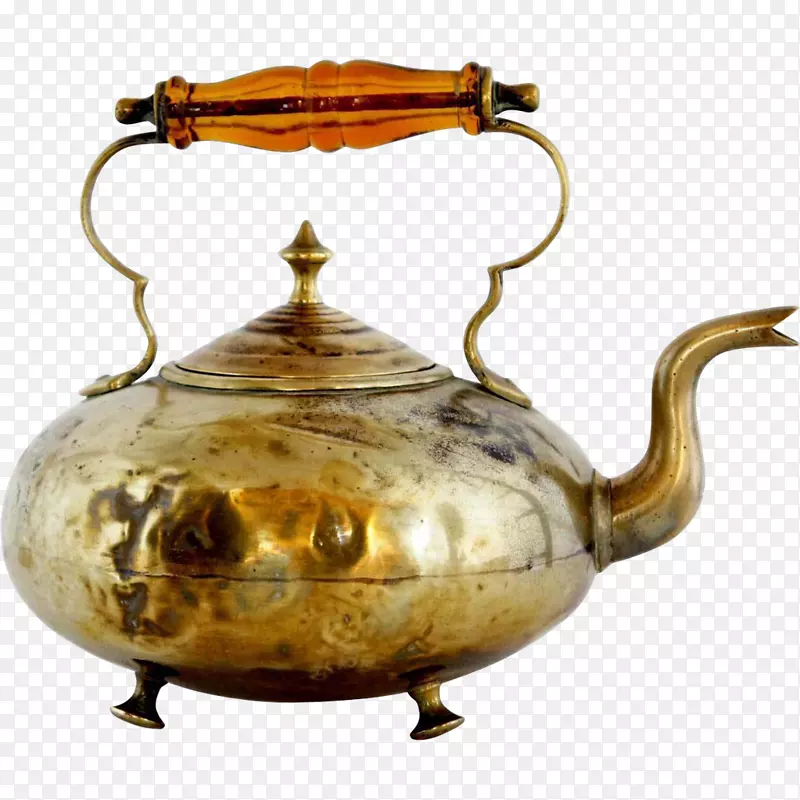 热腾腾的蒸馏饮料壶茶壶餐具.黄铜