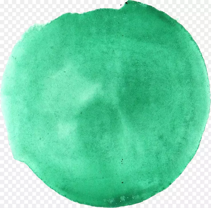 绿色圆形水彩画绿松石水彩染色