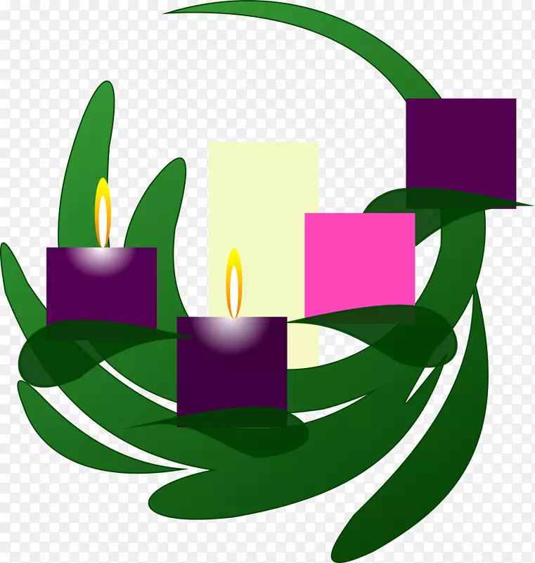 花环剪贴画-教堂蜡烛