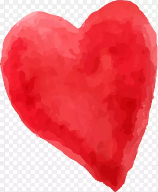 红色爱情情人节-心水彩画