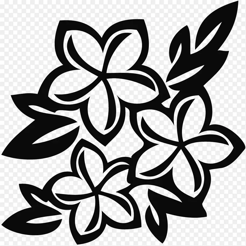 花卉白花设计剪贴画.花黑色