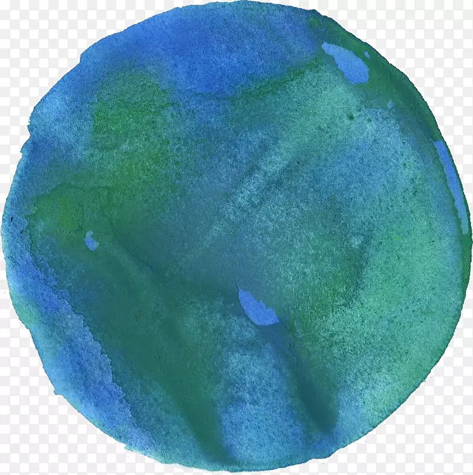 蓝色圆水彩画绿松石-圆圈抽象