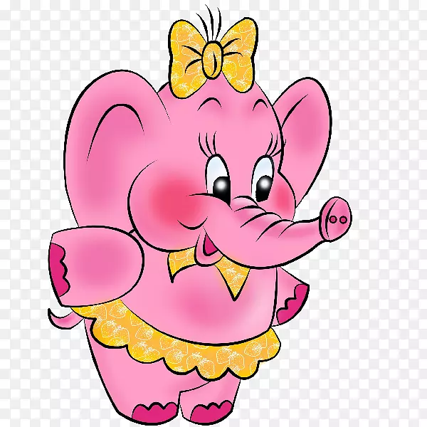 看粉色大象免费剪贴画-可爱的大象